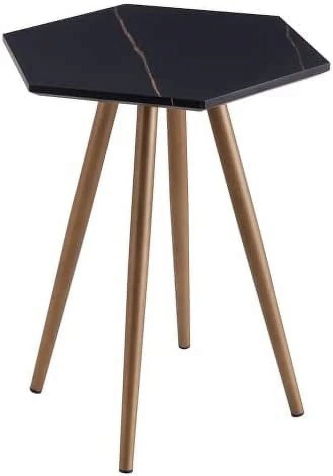 Faux Marble End & Side Table with Dark Gold Metal Legs H862257