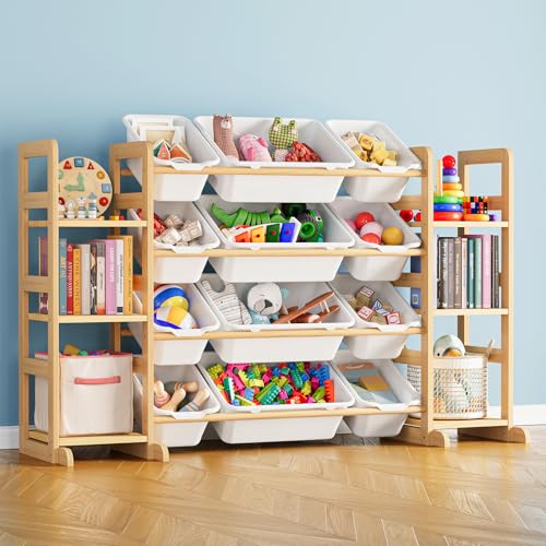 White Toy Storage Organizer with 6 Shelves and 12 Bins V81694