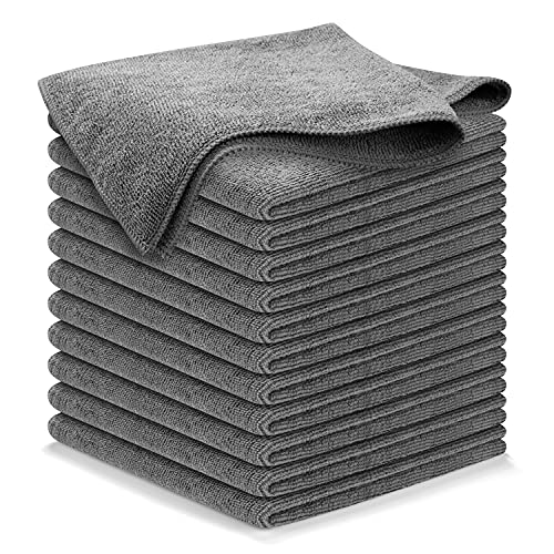 Grey 12 Pcs Microfiber Cleaning Cloth Z195960