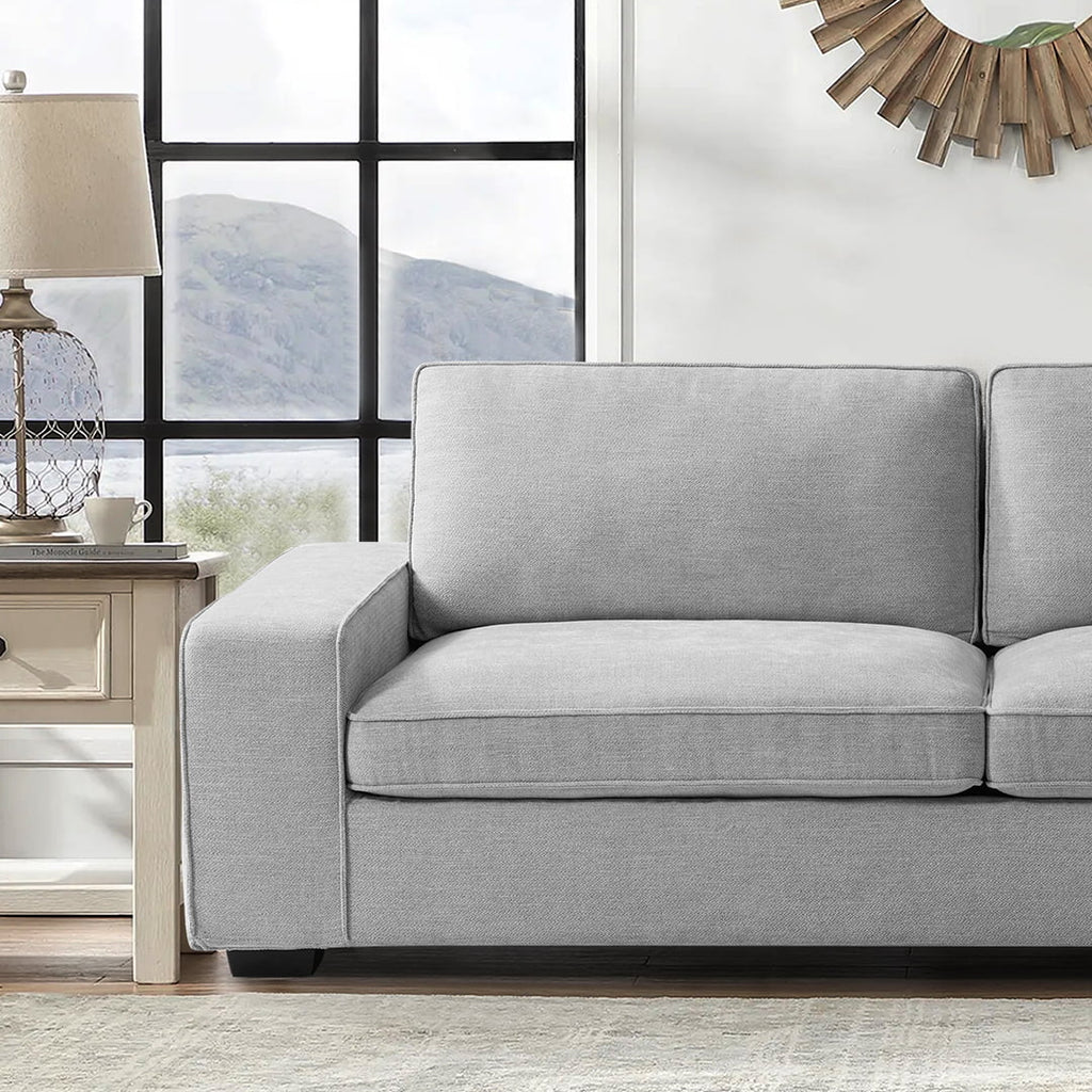 Light Grey Linen Loveseat Sofa with Solid Wood Frame D5400