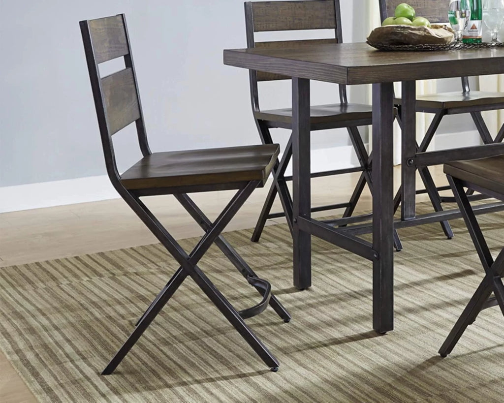 24" Rustic Counter Height Barstool, 2 Count, Brown J798