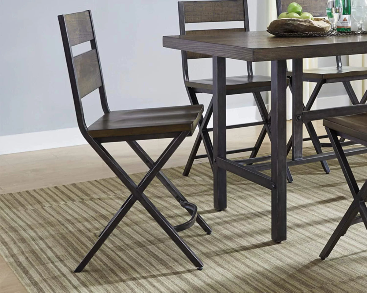 24" Rustic Counter Height Barstool, 2 Count, Brown J798
