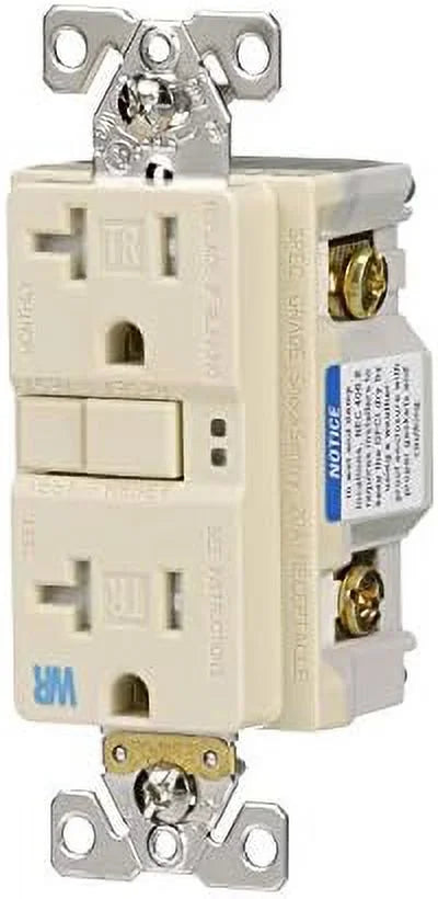 20 A Tamper and Weather Resistant Duplex GFCI Receptacle, Ivory A372