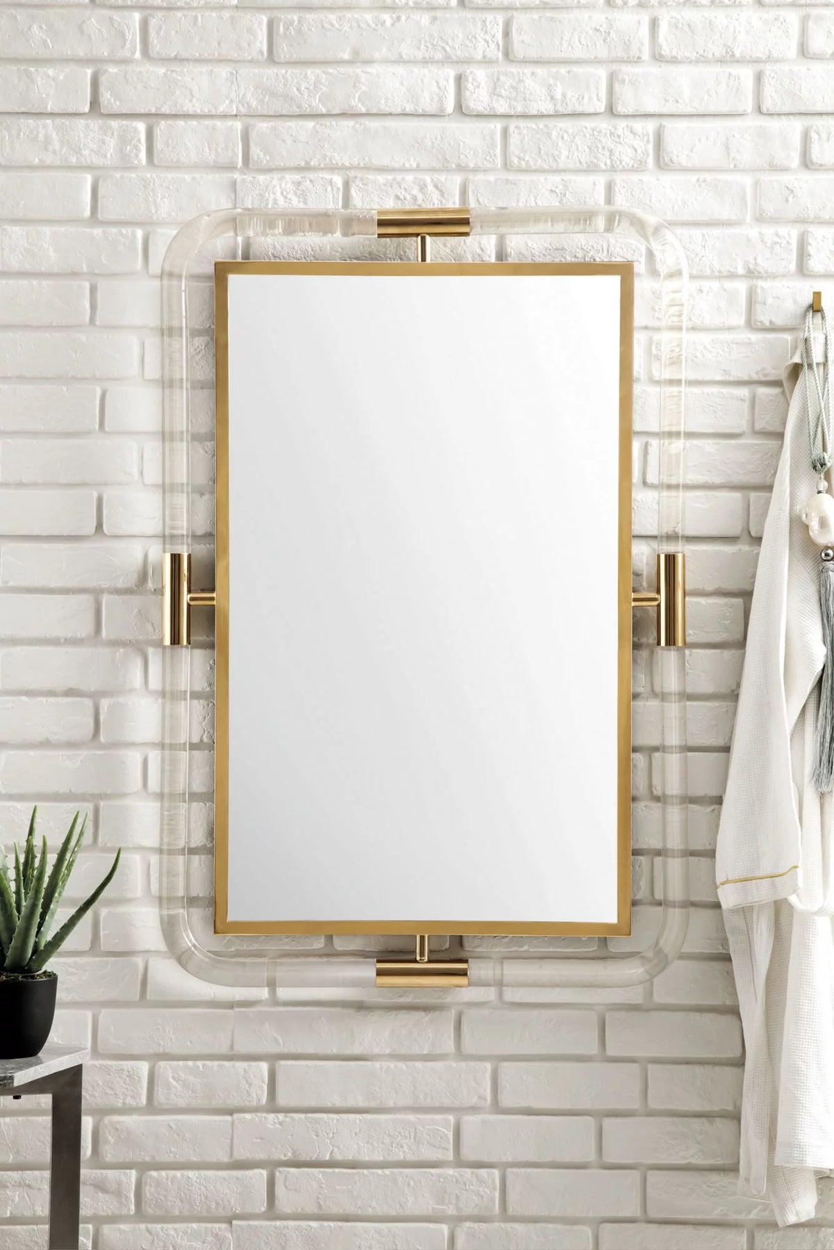 30 in. Polished Gold & Lucite Mirror J232