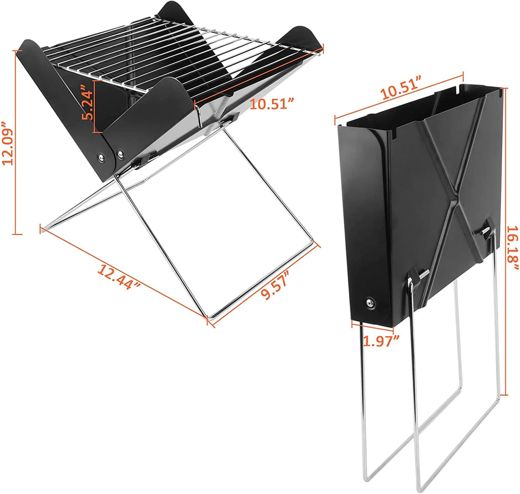 Charcoal BBQ Grill Foldable Black U9401