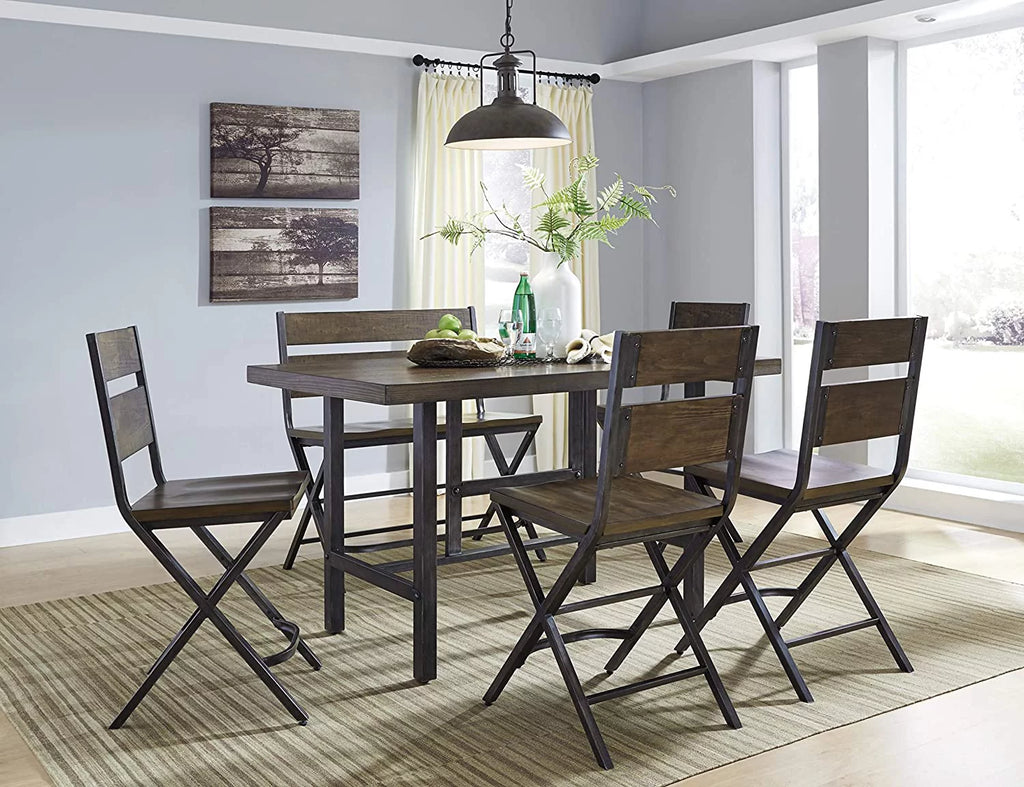 24" Rustic Counter Height Barstool, 2 Count, Brown J798