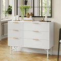 Creamy 6 Drawer Wood Dresser with Metal Base T829182