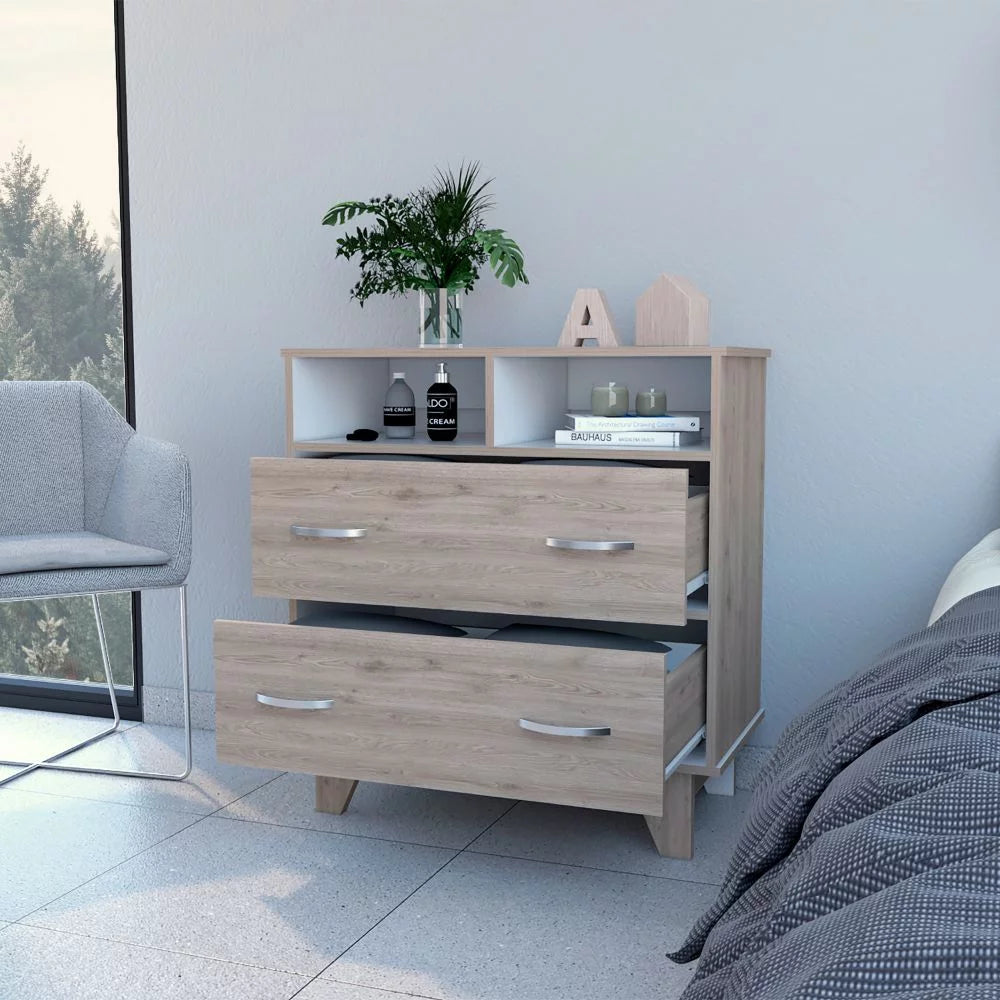 Light Gray White Two Drawer Dresser O696