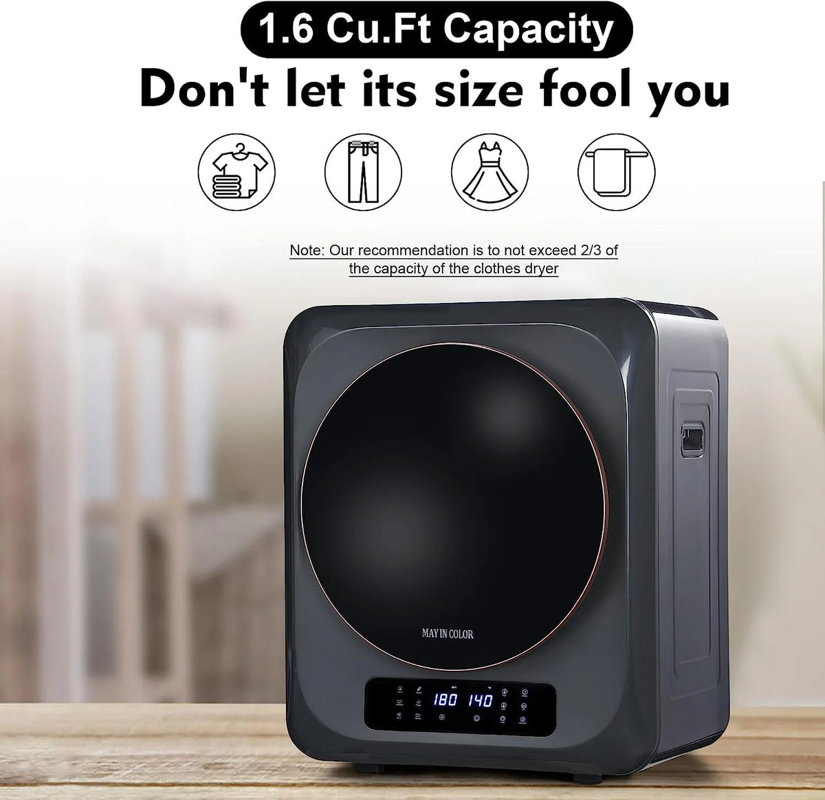 Portable Electric Clothes Dryer 8.8 Lbs 850W Blue C486