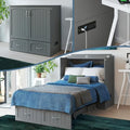 Queen Murphy Bed Chest with Mattress and Storage in Grey R6559