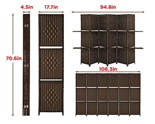 4 Panel Wood Room Divider with Storage Shelves H169