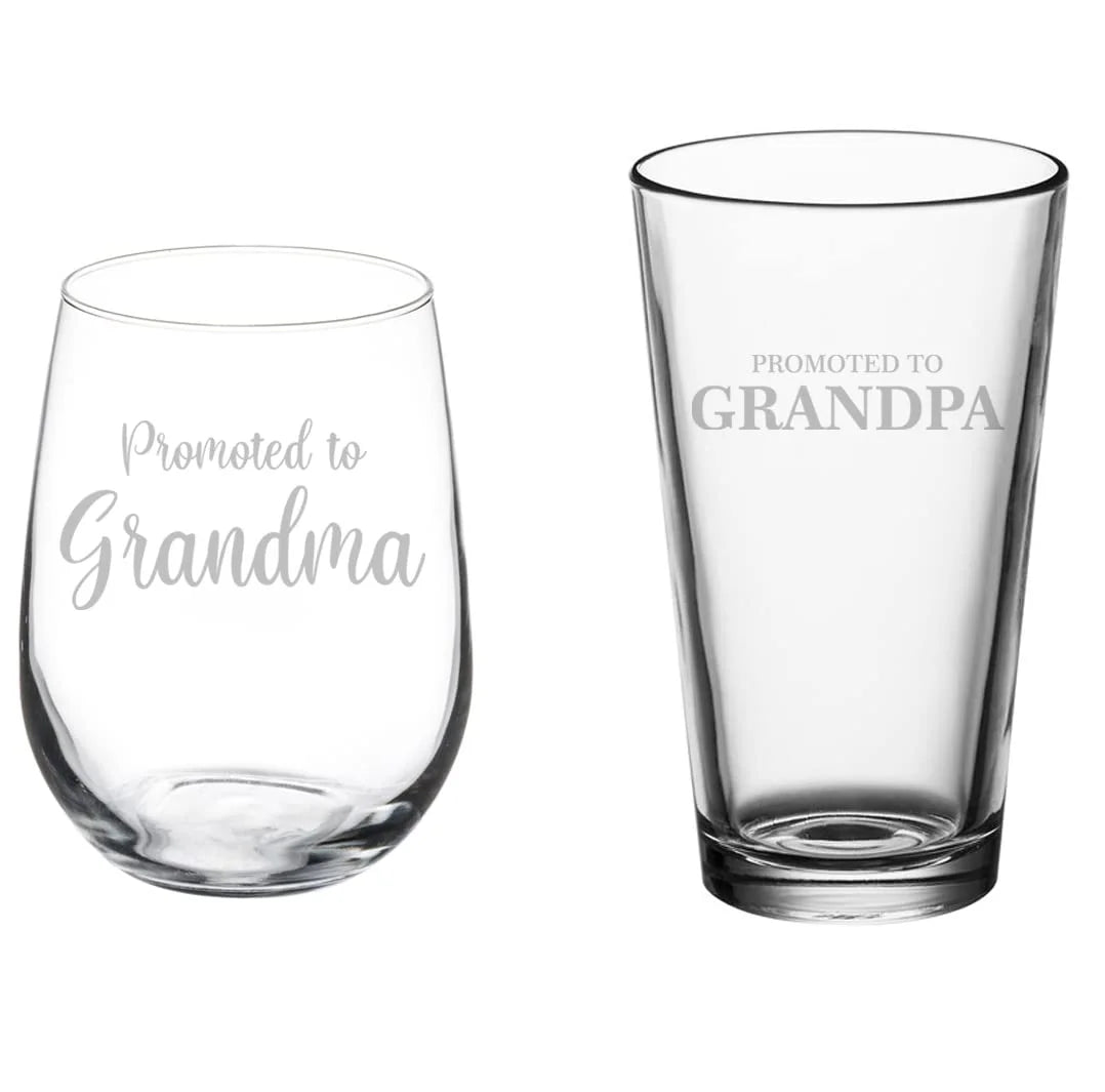 Set of 2 Stemless Wine & Beer Pint Glasses L93505