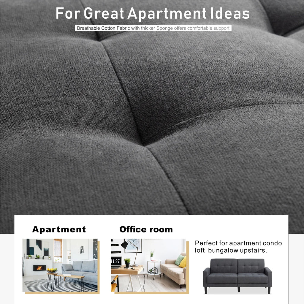 Dark Gray Upholstered 2-Seat Loveseat Sofa A528