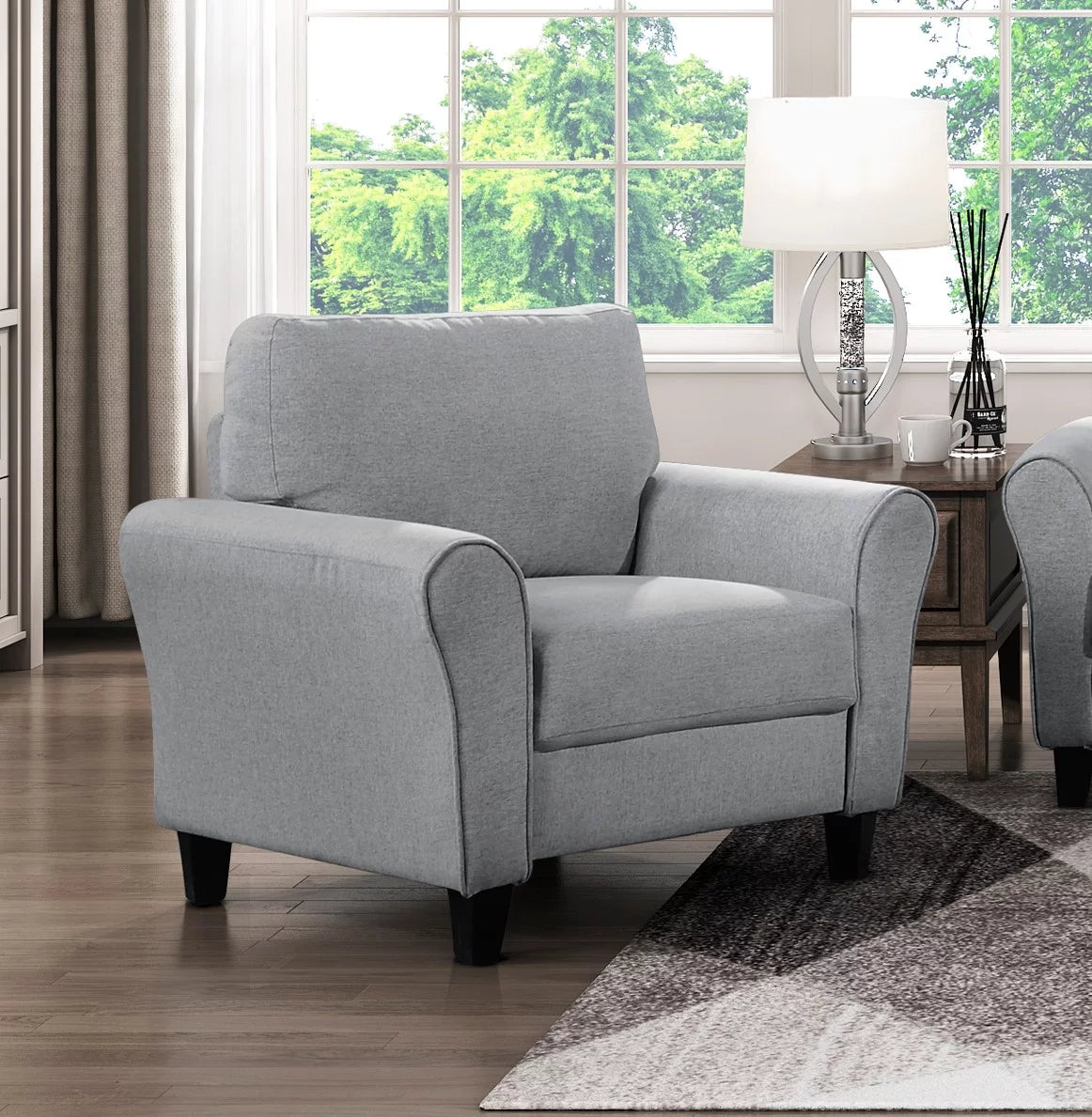 Dark Gray Textured Fabric Upholstered Chair R193