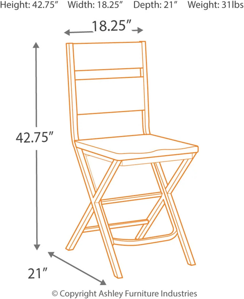 24" Rustic Counter Height Barstool, 2 Count, Brown J798