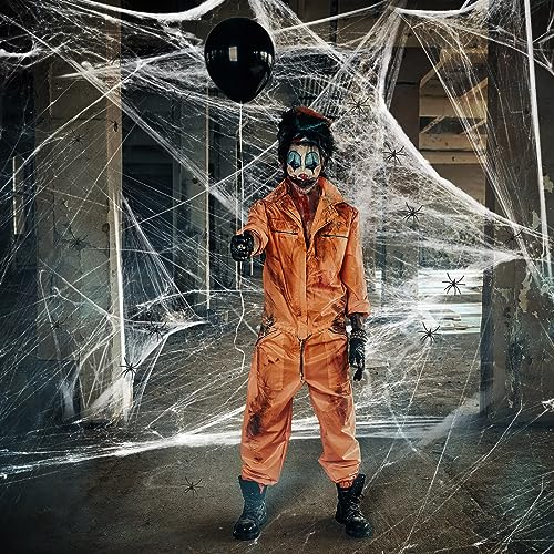 Halloween Spider Webs with 150 Fake Spiders 1400 Sqft T83353