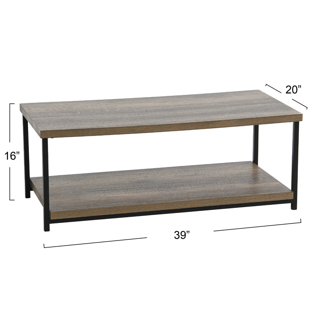 Brown Coffee Table with Storage Shelf N721