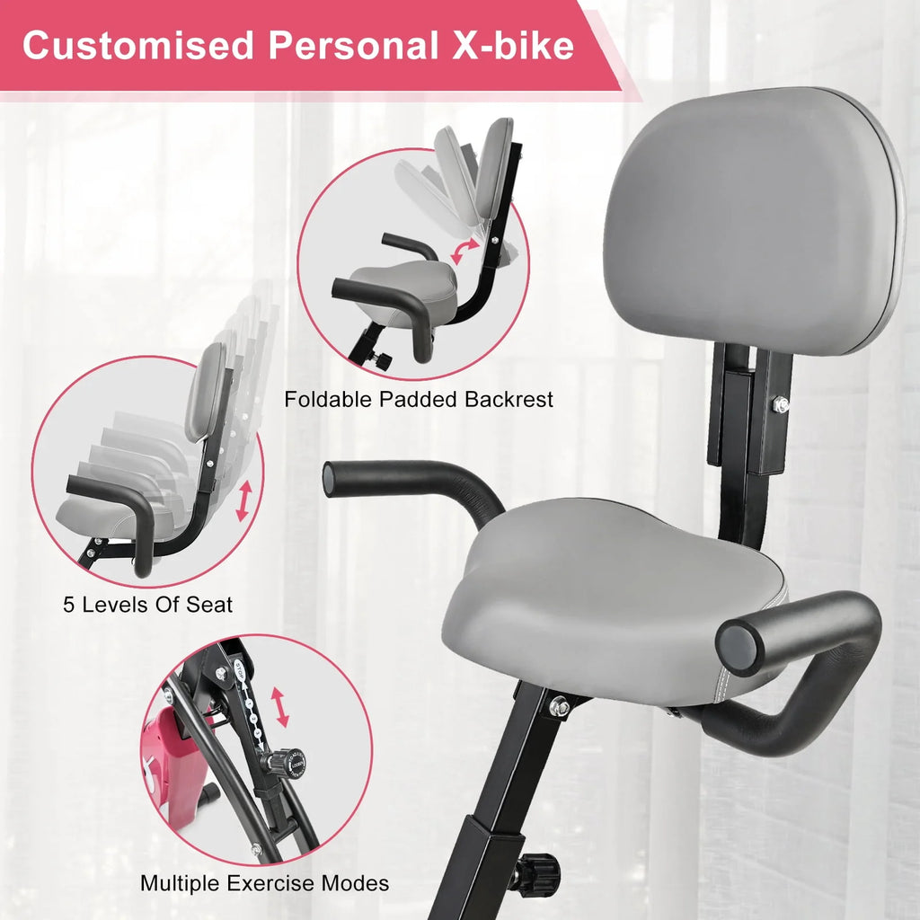 Folding Upright Exercise Bike Stationary Cycling Bike Black J3222