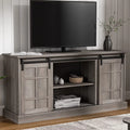 Wash Gray 58" TV Stand with Sliding Barn Door D1748