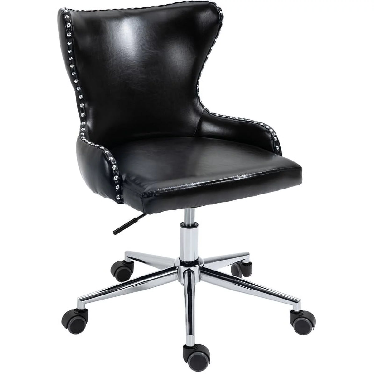 Black Vegan Leather Swivel Office Chair A646684