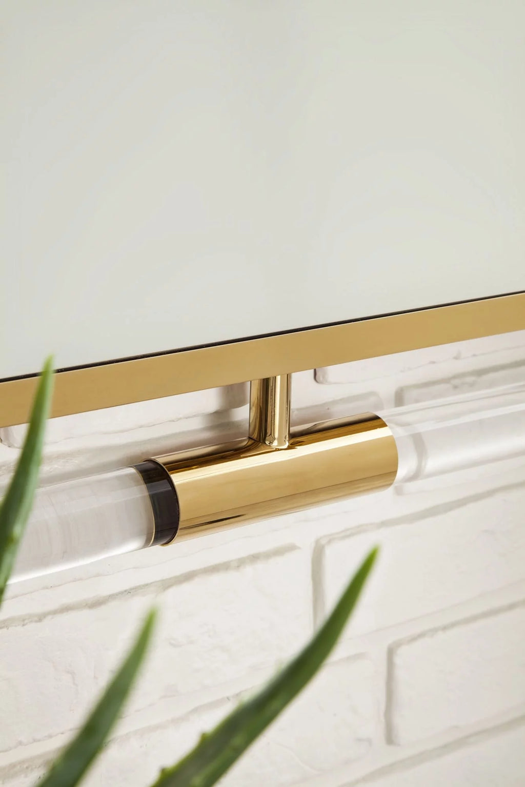 30 in. Polished Gold & Lucite Mirror J232