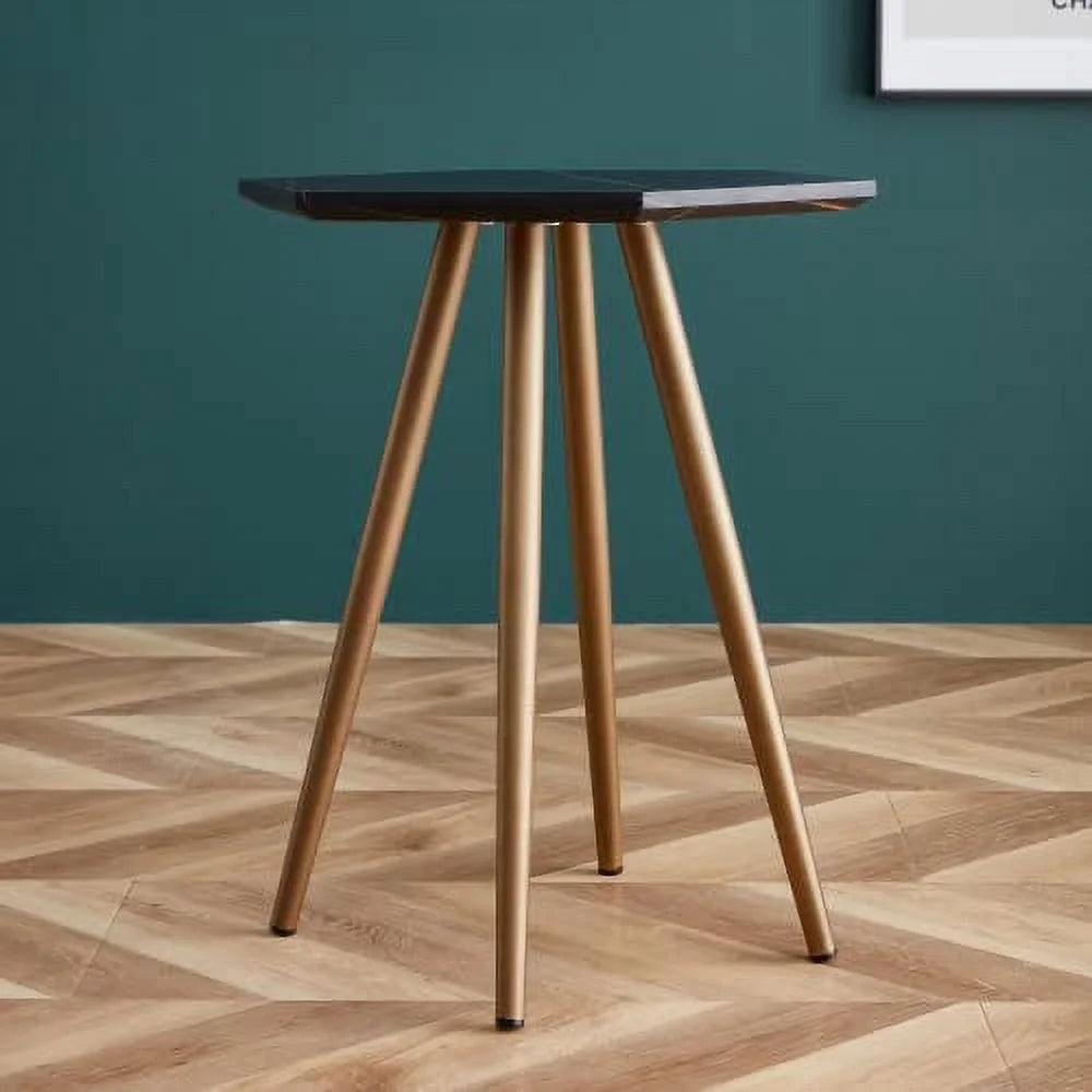 Faux Marble End & Side Table with Dark Gold Metal Legs H862257