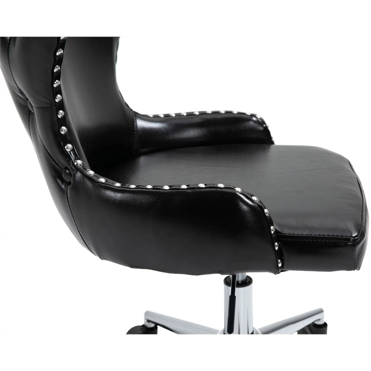 Black Vegan Leather Swivel Office Chair A646684