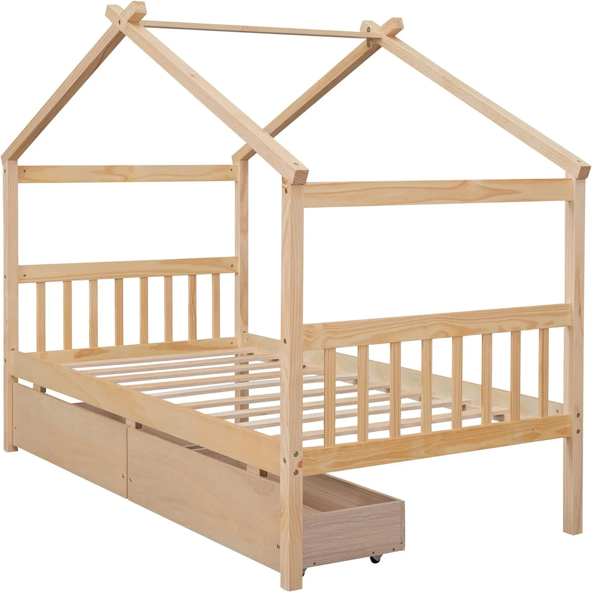 Wooden Platform Bed with Drawers and Headboard G759