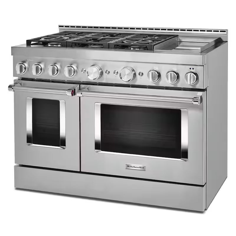 6.3 cu. ft. Smart Double Oven Gas Range with Griddle in Stainless Steel H21584