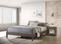 3pc King Size Platform Bed and Nightstand Set Gray Wooden K8782