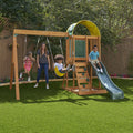 Wooden Outdoor Swing Set with Slide and Rock Wall Z3029