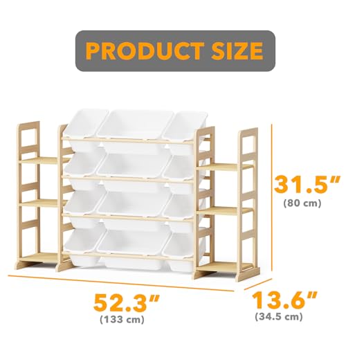 White Toy Storage Organizer with 6 Shelves and 12 Bins V81694