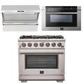 36 Inch Pro Gas Range, Wall Mount Range Hood, Microwave Drawer E541166