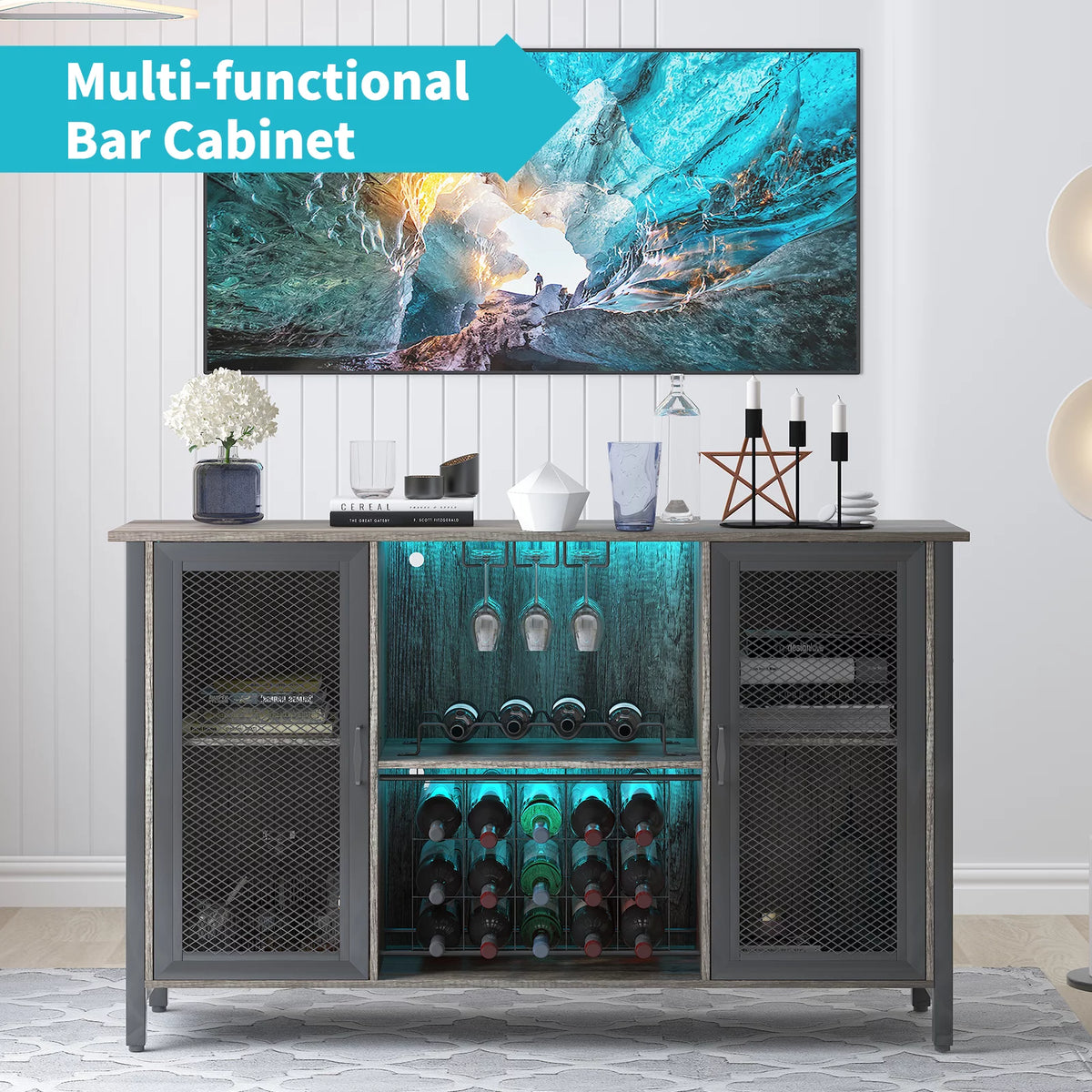 Wine Bar Cabinet with Storage and Wine Rack M327773