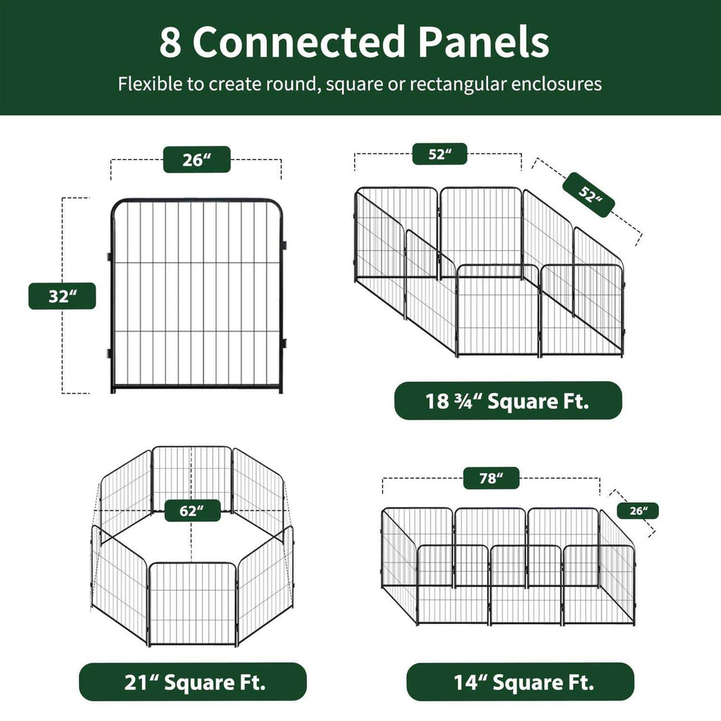 8 Panel Metal Exercise Pen with Pet Door C74152