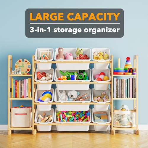 White Toy Storage Organizer with 6 Shelves and 12 Bins V81694