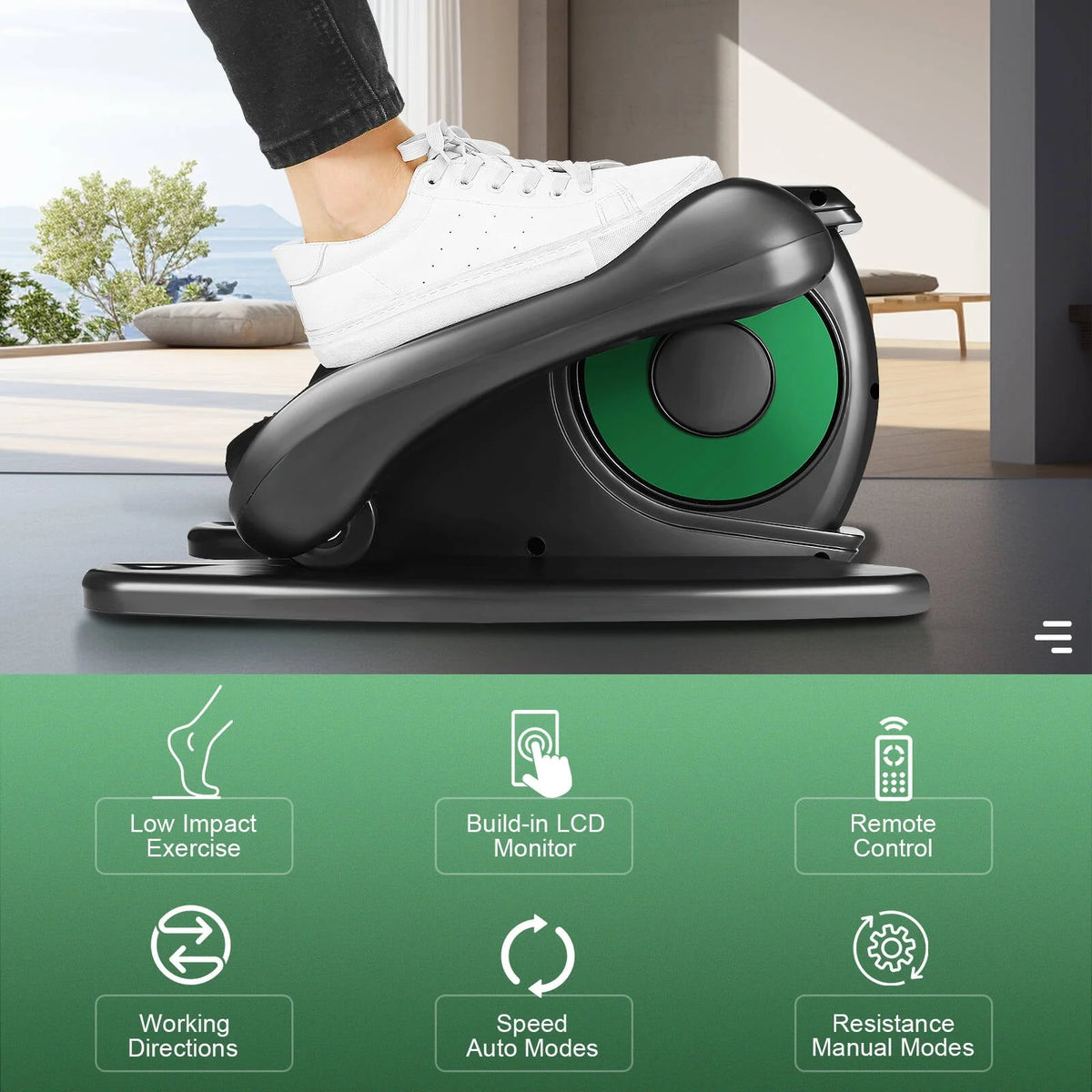 Under Desk Elliptical Pedal Exerciser with Remote & Data Monitor H466302