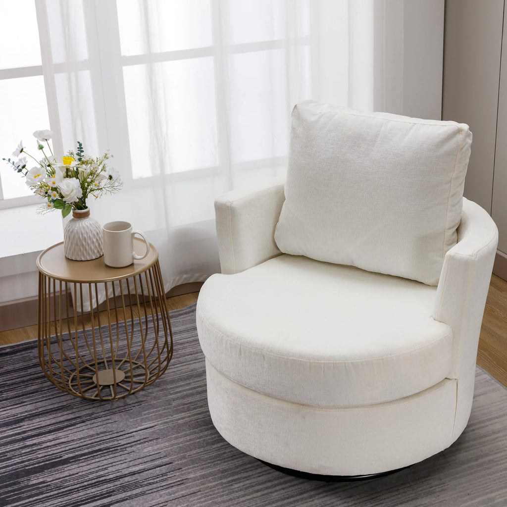 Beige Chenille Swivel Barrel Armchair G928933