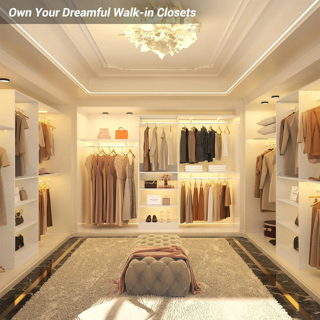 96'' White Closet System with 3 Shelving Towers K18183