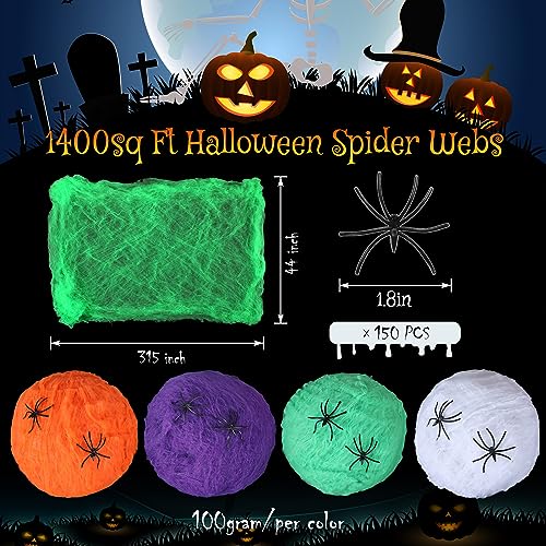 Halloween Spider Webs with 150 Fake Spiders 1400 Sqft T83353