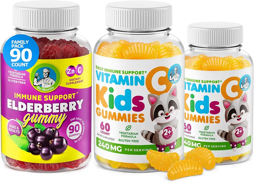 Vitamin C and Elderberry Gummies Chewable Vegetarian Dietary Supplement F37920