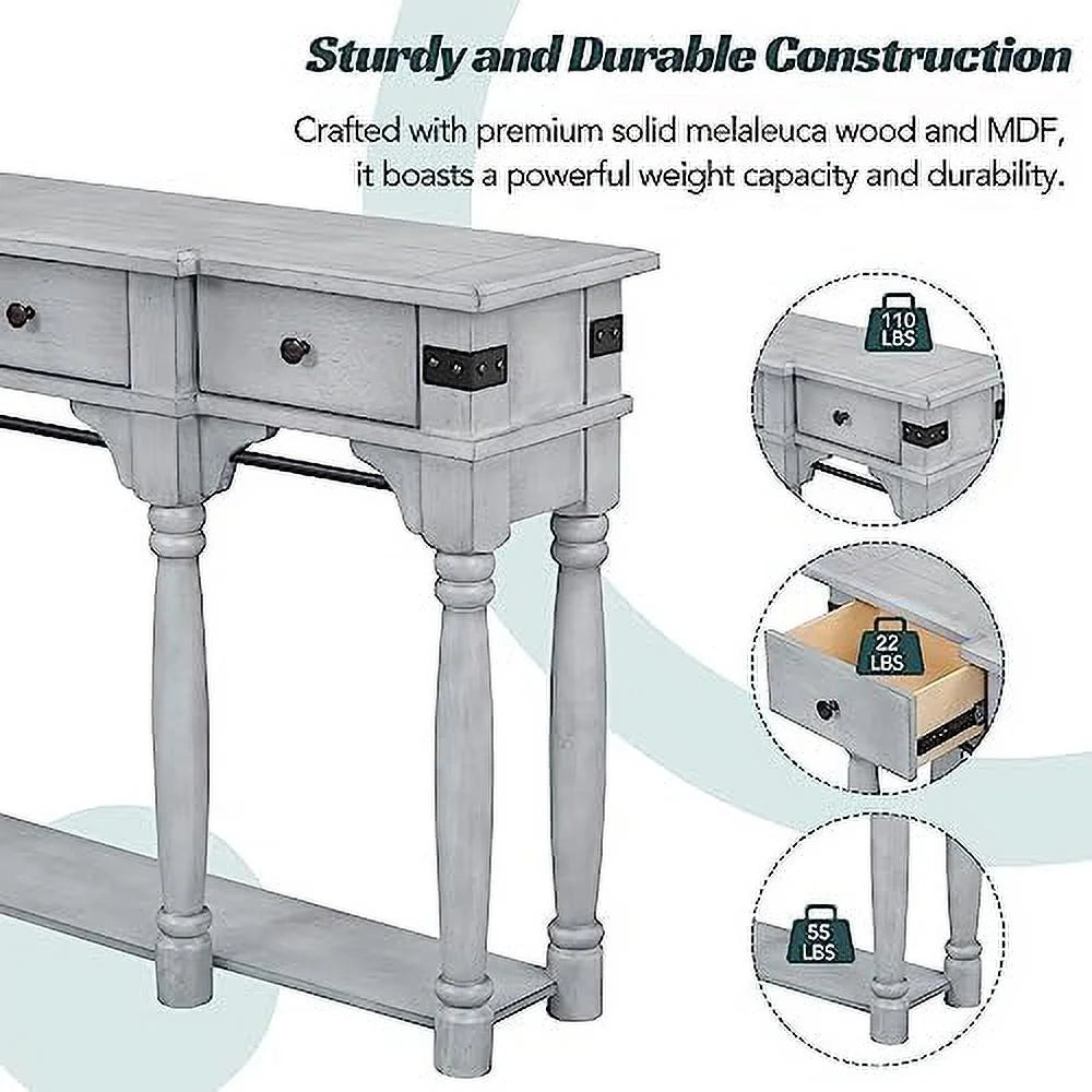 Contemporary Concrete Wood Top Console Table K73315