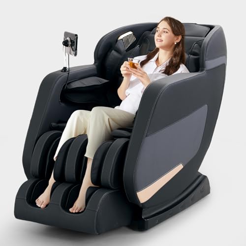 4D Zero Gravity Heated Massage Chair Recliner with SL Track (Black) X9831
