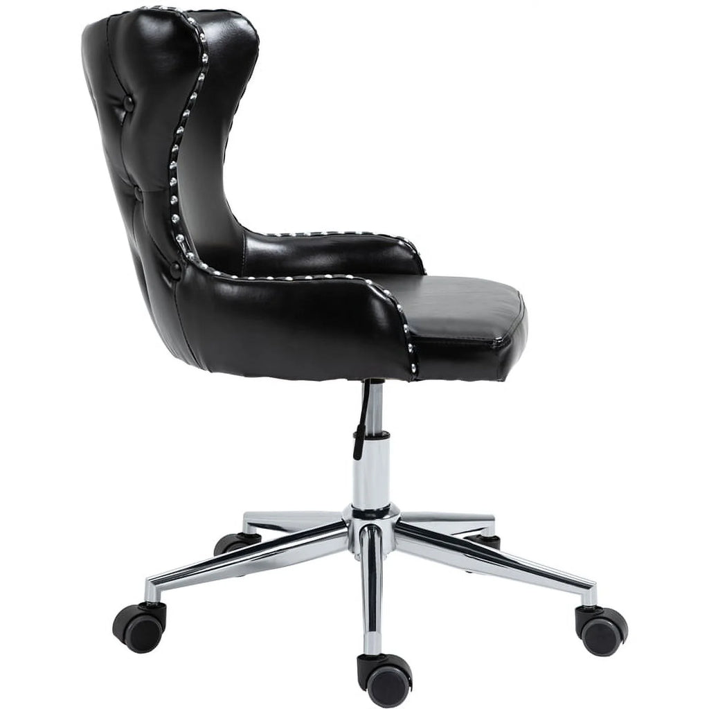 Black Vegan Leather Swivel Office Chair A646684