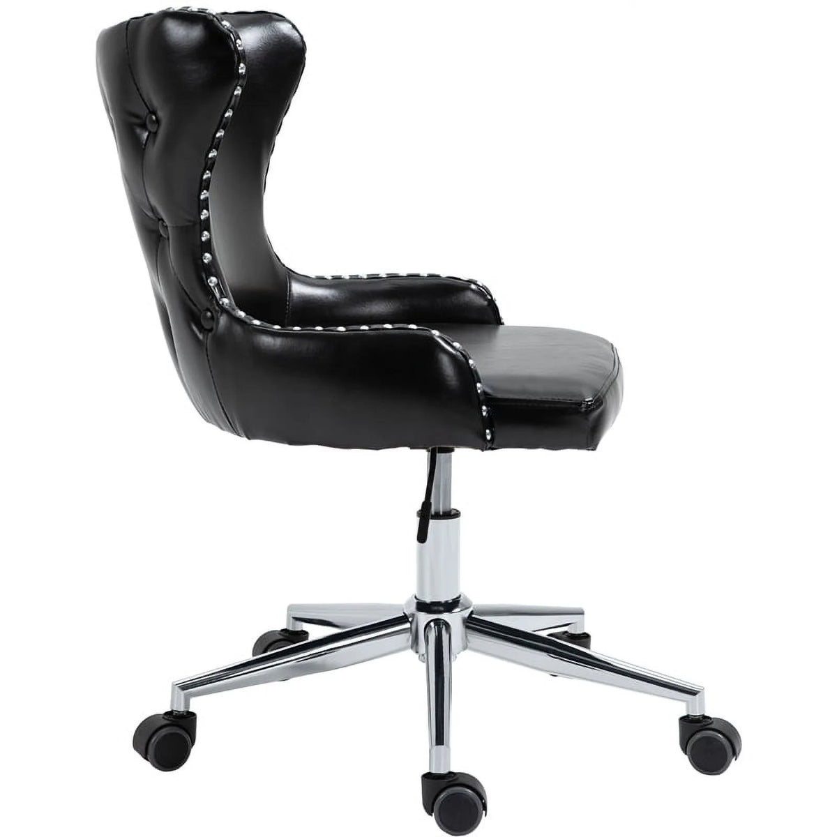 Black Vegan Leather Swivel Office Chair A646684