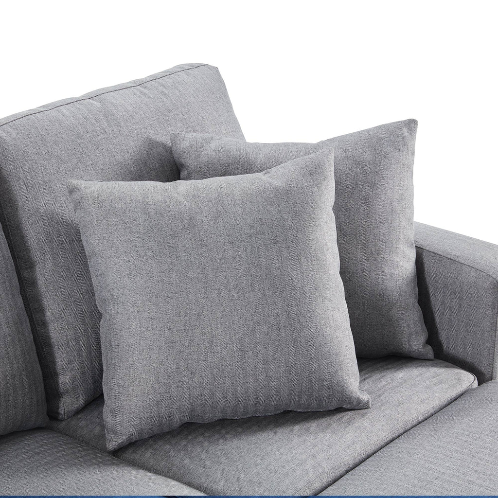 Gray Linen Fabric Convertible Sectional Sofa E900