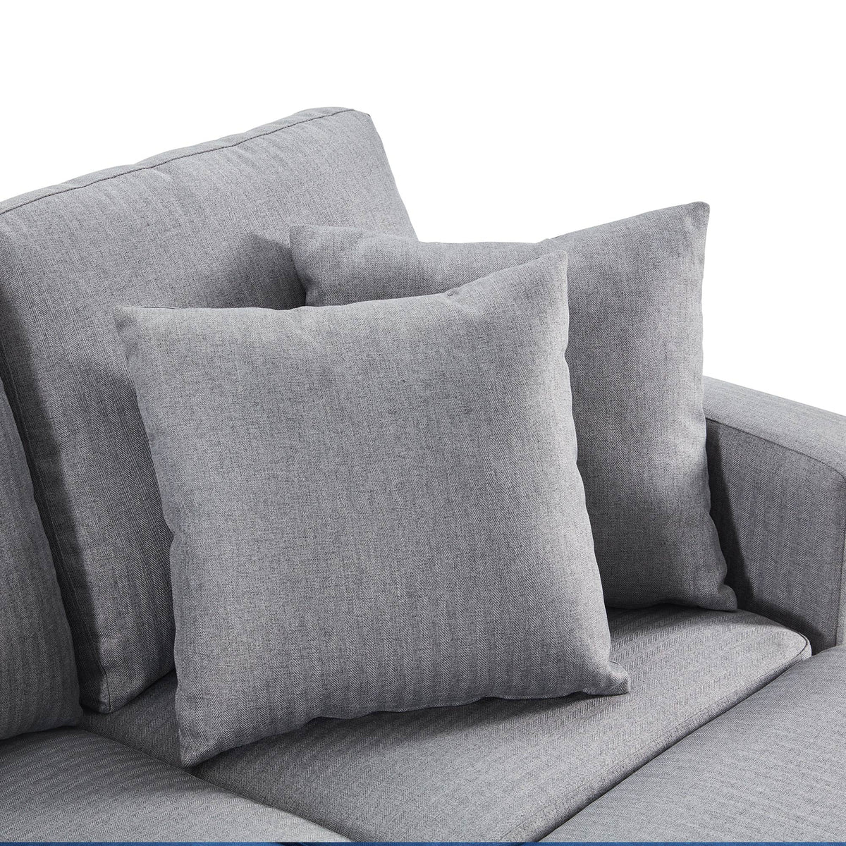 Gray Linen Fabric Convertible Sectional Sofa E900