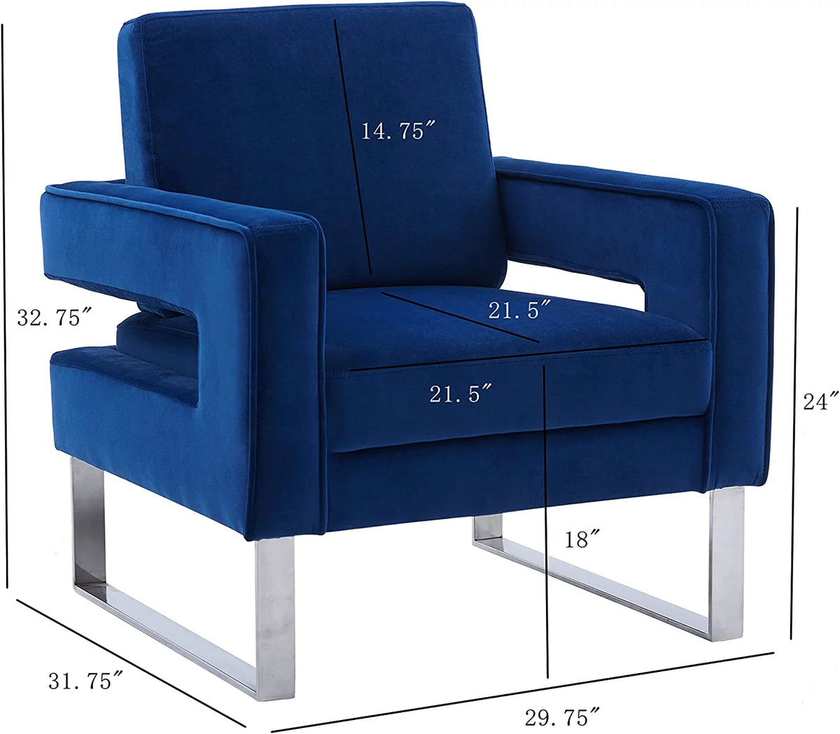 Navy Blue Velvet Upholstered Arm Chair R994