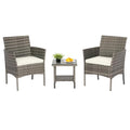 4-Piece Black Wicker Patio Furniture Set with Coffee Table S23037