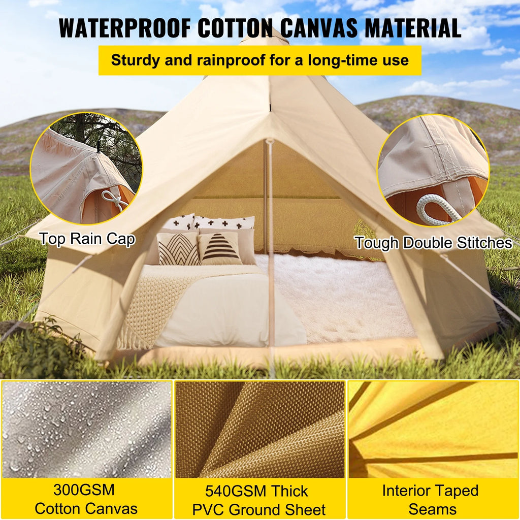 Canvas Bell Tent with Stove Jacket Waterproof 4 Seasons Z14732